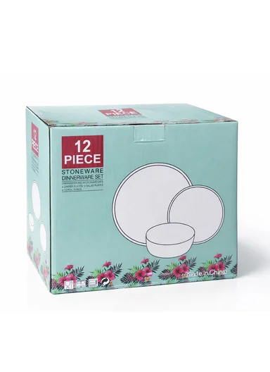 12 pieces Stoneware Dinnerware Set, Dishwasher &amp; Microwave Safe Durable Everyday Dining Set -Sand