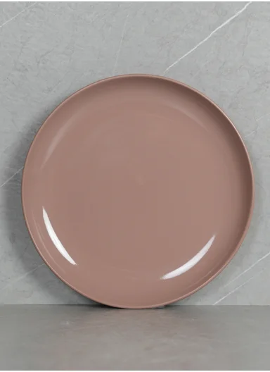 12Pcs Contemporary Round Stoneware Dinnerware Set - Pink
