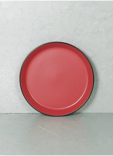 12 pieces Stoneware Dinnerware Set, Dishwasher &amp; Microwave Safe Durable Everyday Dining Set -Black &amp; Red