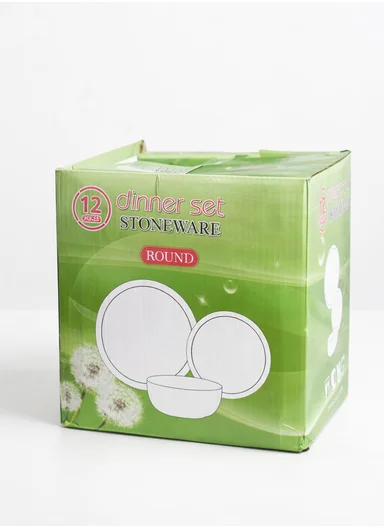 12 pieces Stoneware Dinnerware Set, Dishwasher &amp; Microwave Safe Durable Everyday Dining Set -Black &amp; Red