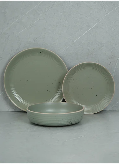 12 pieces Stoneware Dinnerware Set, Dishwasher &amp; Microwave Safe Durable Everyday Dining Set -Mint