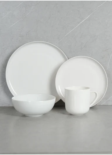 16 pieces Rounded Stoneware Dinnerware Set, Dishwasher &amp; Microwave Safe Durable Everyday Dining Set