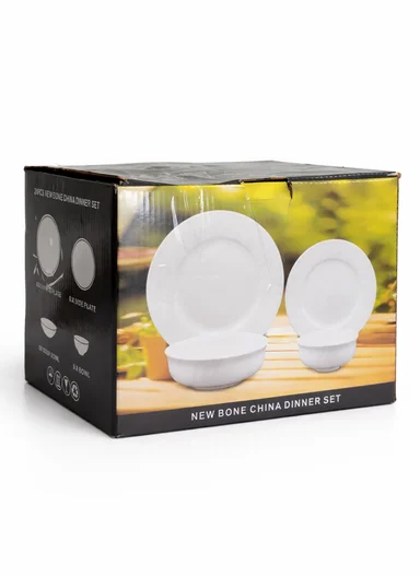 24 pieces Stoneware Dinnerware Set, Dishwasher &amp; Microwave Safe Durable Everyday Dining Set -White