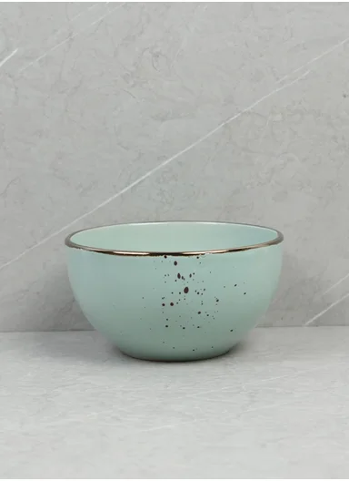 16-Pieces Speckled Design Dinner Set With Gold Rim - Brown &amp; Light Aqua