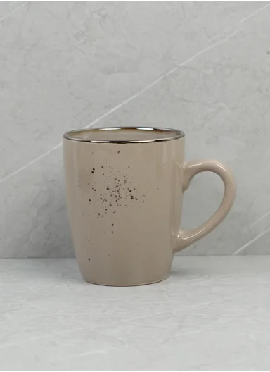 16-Pieces Speckled Design Dinner Set With Gold Rim - Brown &amp; Light Aqua