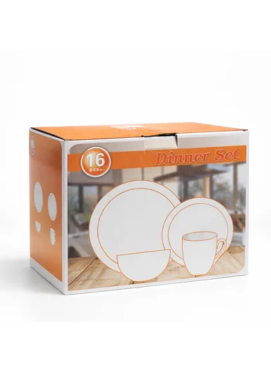 16-Pieces Speckled Design Dinner Set With Gold Rim - Brown &amp; Light Aqua