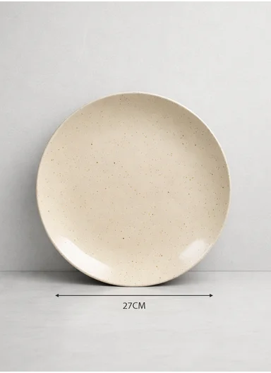 18-Pieces Elegant Natural Speckled Round Shape Dinnerware Set - Cream