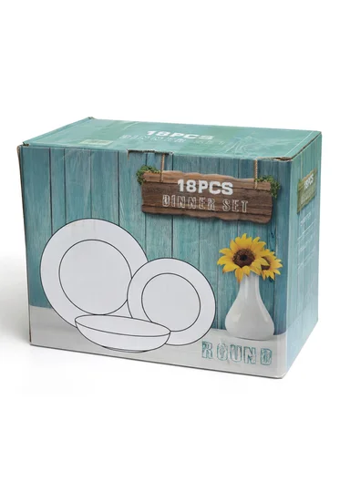 18-Pieces Elegant Natural Speckled Round Shape Dinnerware Set - Cream