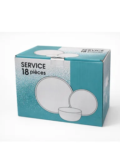 18 pieces Stoneware Dinnerware Set, Dishwasher &amp; Microwave Safe Durable Everyday Dining Set -Blue