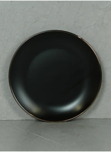 12 pieces Stoneware Dinnerware Set, Dishwasher &amp; Microwave Safe Durable Everyday Dining Set -Black -BM-1202