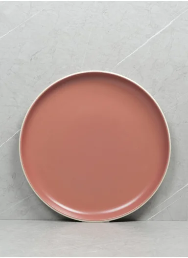 12-Pieces Modern Matte Pink Round Stoneware Dinnerware Set BM-12318