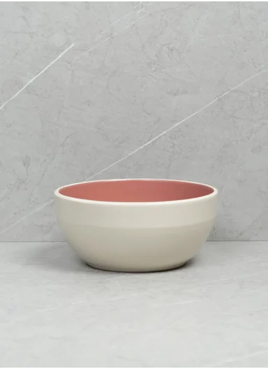 12-Pieces Modern Matte Pink Round Stoneware Dinnerware Set BM-12318