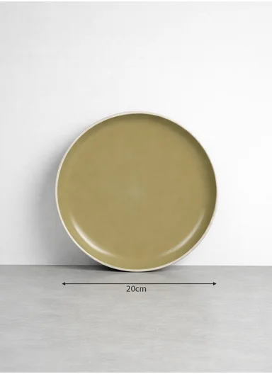 12 pieces Stoneware Dinnerware Set, Dishwasher &amp; Microwave Safe Durable Everyday Dining Set-Terracotta-Sage -BM-12319