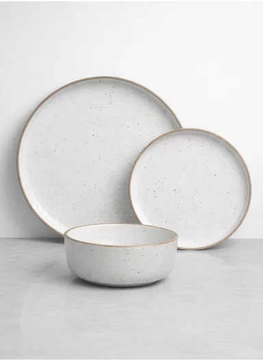 12-Pieces Natural Speckled Stoneware Dinnerware Set BM-12315 - Cream
