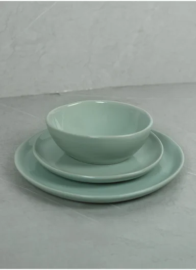 12 pieces Stoneware Dinnerware Set, Dishwasher &amp; Microwave Safe Durable Everyday Dining Set -Sage Green -BM-12304