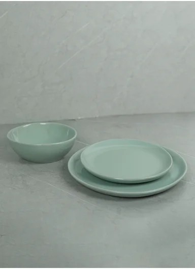 12 pieces Stoneware Dinnerware Set, Dishwasher &amp; Microwave Safe Durable Everyday Dining Set -Sage Green -BM-12304