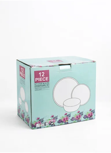 12 pieces Stoneware Dinnerware Set, Dishwasher &amp; Microwave Safe Durable Everyday Dining Set -Sage Green -BM-12304