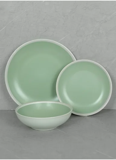12 pieces Stoneware Dinnerware Set, Dishwasher &amp; Microwave Safe Durable Everyday Dining Set -Mint -BM-1284