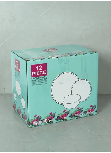 12 pieces Stoneware Dinnerware Set, Dishwasher &amp; Microwave Safe Durable Everyday Dining Set -Mint -BM-1284