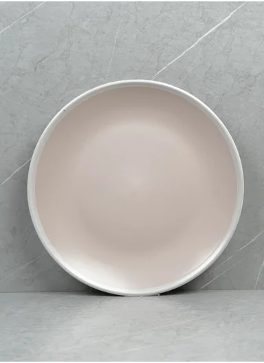 12Pcs Ceramic Plates and Bowl Set With Contemporary Design BM-1287 - Light Pink