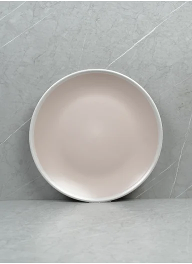 12Pcs Ceramic Plates and Bowl Set With Contemporary Design BM-1287 - Light Pink