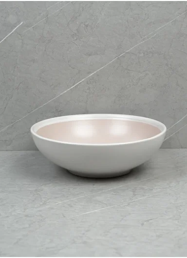 12Pcs Ceramic Plates and Bowl Set With Contemporary Design BM-1287 - Light Pink