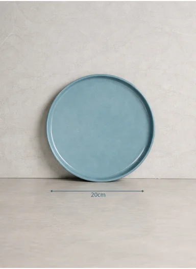 12 pieces Rounded Stoneware Dinnerware Set, Dishwasher &amp; Microwave Safe Durable Everyday Dining Set -Blue