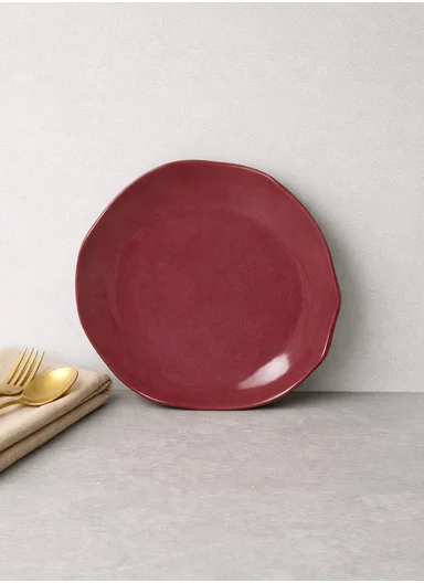 12 pieces Stoneware Dinnerware Set, Dishwasher &amp; Microwave Safe Durable Everyday Dining Set -Burgundy -BM-12135