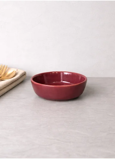 12 pieces Stoneware Dinnerware Set, Dishwasher &amp; Microwave Safe Durable Everyday Dining Set -Burgundy -BM-12135