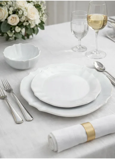  12 pieces Stylish Stoneware Dinnerware Set, Dishwasher &amp; Microwave Safe Durable Everyday Dining Set -white -BM-12117