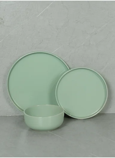 12 pieces Stoneware Dinnerware Set, Dishwasher &amp; Microwave Safe Durable Everyday Dining Set -Mint -BM-1232