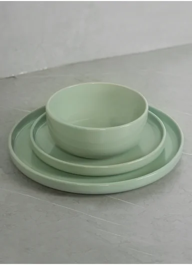 12 pieces Stoneware Dinnerware Set, Dishwasher &amp; Microwave Safe Durable Everyday Dining Set -Mint -BM-1232