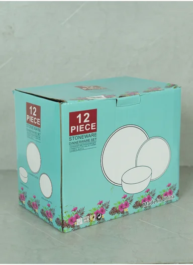 12 pieces Stoneware Dinnerware Set, Dishwasher &amp; Microwave Safe Durable Everyday Dining Set -Mint -BM-1232