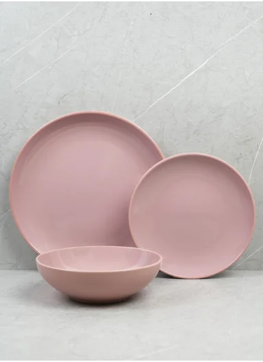 12-Pieces Elegant Modern Stoneware Dinnerware Set BM-1225 - Pink