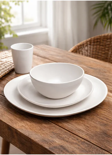 16-Pieces Modern Oval Stoneware Dinnerware Set BM-S16543 - White