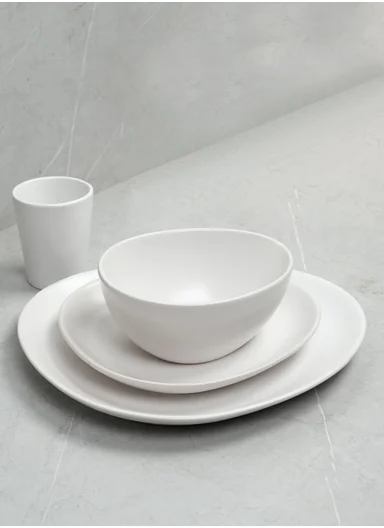 16-Pieces Modern Oval Stoneware Dinnerware Set BM-S16543 - White