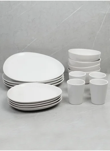 16-Pieces Modern Oval Stoneware Dinnerware Set BM-S16543 - White