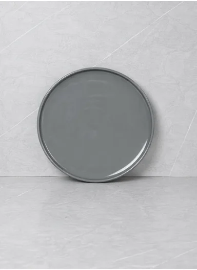 12 pieces Stoneware Dinnerware Set, Dishwasher &amp; Microwave Safe Durable Everyday Dining Set -Grey -BM-S18-92