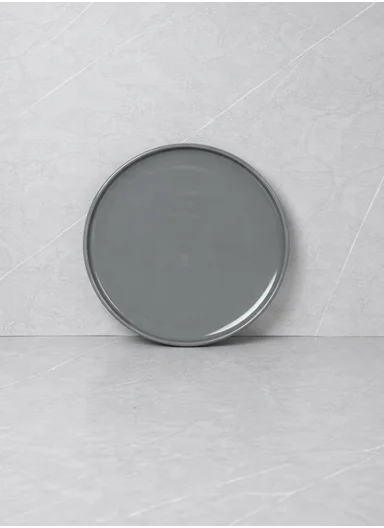 12 pieces Stoneware Dinnerware Set, Dishwasher &amp; Microwave Safe Durable Everyday Dining Set -Grey -BM-S18-92