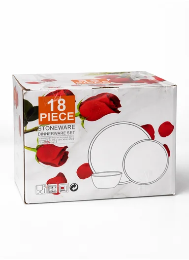 12 pieces Stoneware Dinnerware Set, Dishwasher &amp; Microwave Safe Durable Everyday Dining Set -Grey -BM-S18-92