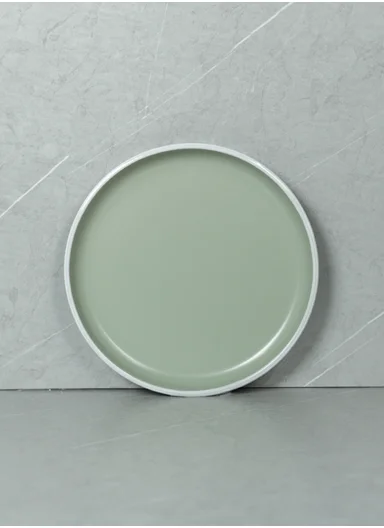 18 pieces Stoneware Dinnerware Set, Dishwasher &amp; Microwave Safe Durable Everyday Dining Set -Mint &amp; white 