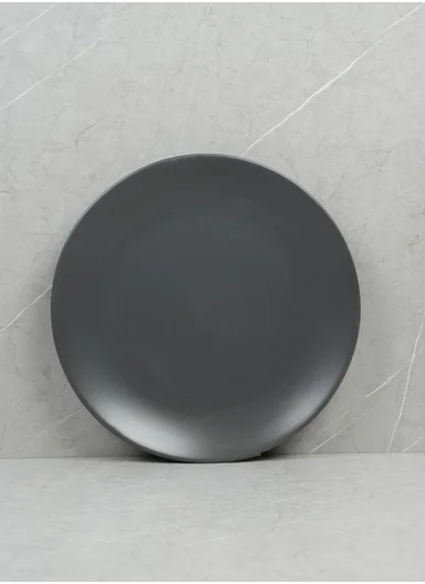 18-Pieces Modern Matte Dark Grey Round Stoneware Dinnerware Set 