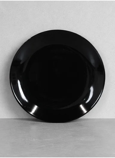 18 pieces Stoneware Dinnerware Set, Dishwasher &amp; Microwave Safe Durable Everyday Dining Set -Black Glossy