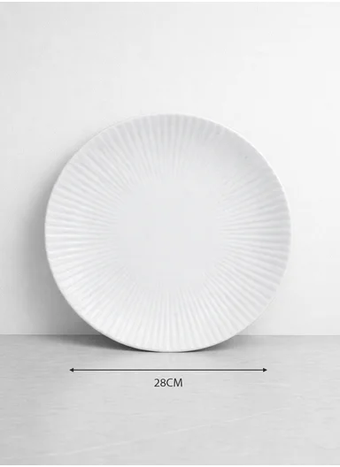 18-Pieces Classic Ribbed Texture Dinner Set - Off White
