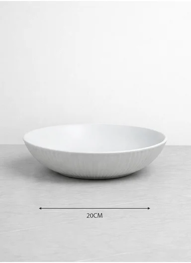 18-Pieces Classic Ribbed Texture Dinner Set - Off White