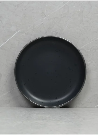 18-Pieces Modern Matte Black Round Stoneware Dinnerware Set