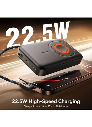 10000mAh 22.5W 3-in-1 Magnetic Wireless Power Bank JR-PBM02 - Black