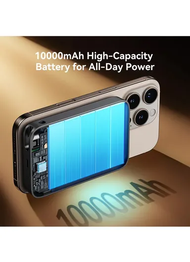 10000mAh 22.5W 3-in-1 Magnetic Wireless Power Bank JR-PBM02 - Black
