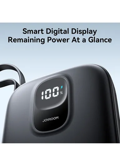 10000mAh 22.5W Digital Display Fast Charging Power Bank with Lightning Cable JR-PBF18 - Black