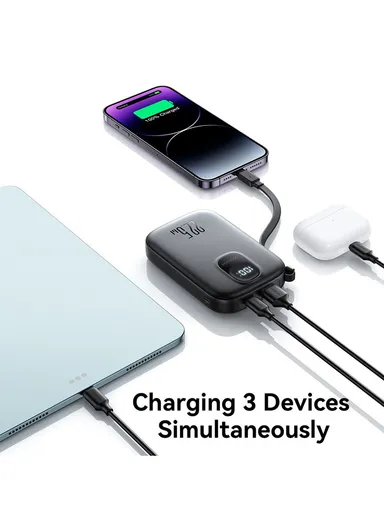 10000mAh 22.5W Digital Display Fast Charging Power Bank with Lightning Cable JR-PBF18 - Black